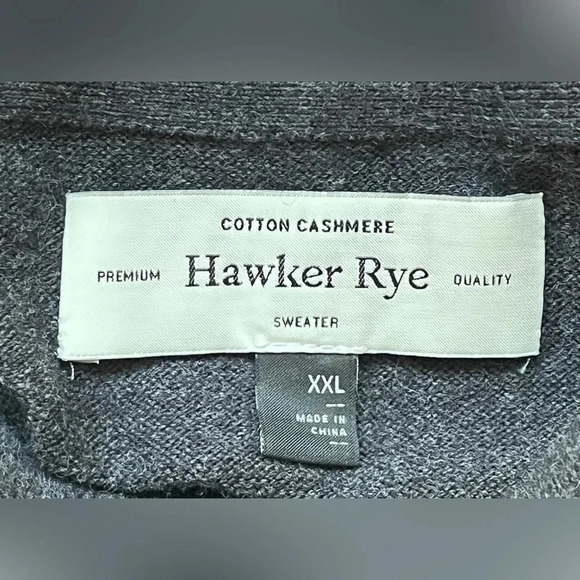 HAWKER RYE COTTON CASHMERE SHAWL COLLAR GRAY SWEATER MEN'S SIZE XXL - Picture 7 of 7